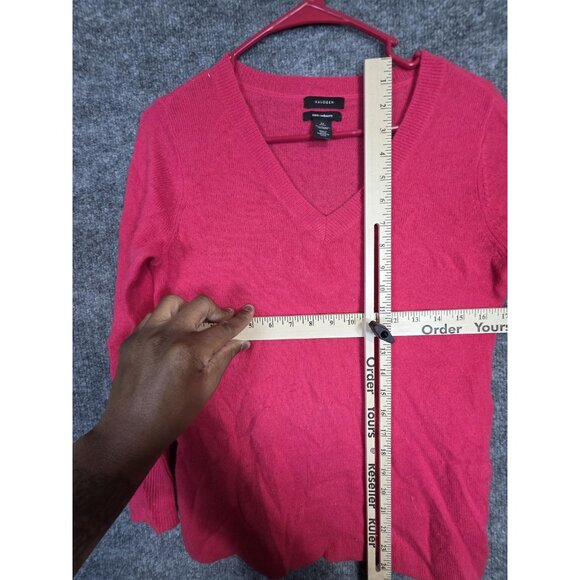 Halogen Sweater Womens XS Petite Red 100% Cashmere V Neck Long Sleeve Pullover - Picture 8 of 10